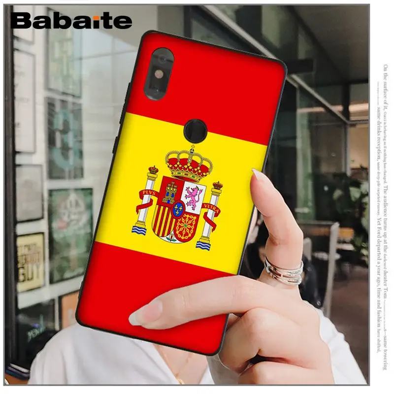 Черный силиконовый чехол Babaite из ТПУ с испанским флагом для телефона Xiaomi Mi 6 8 SE Note 3