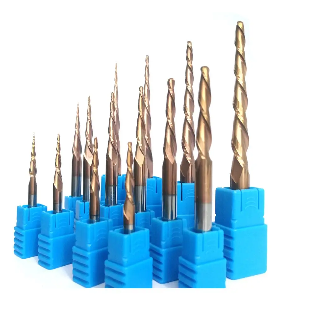 

HRC55 Tapered Ball Nose End Mill Tungsten Carbide Coated Tapered Cone CNC Cutting Milling Cutter Engraving Router Bits