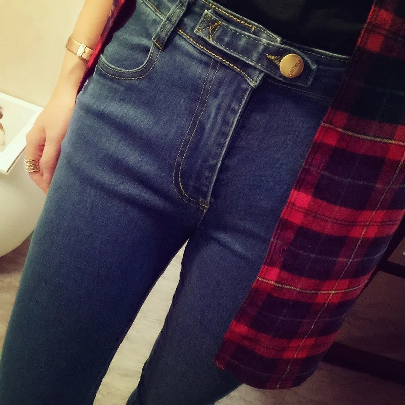 Женские джинсы с завышенной талией новые весенне-осенние женские эластичные