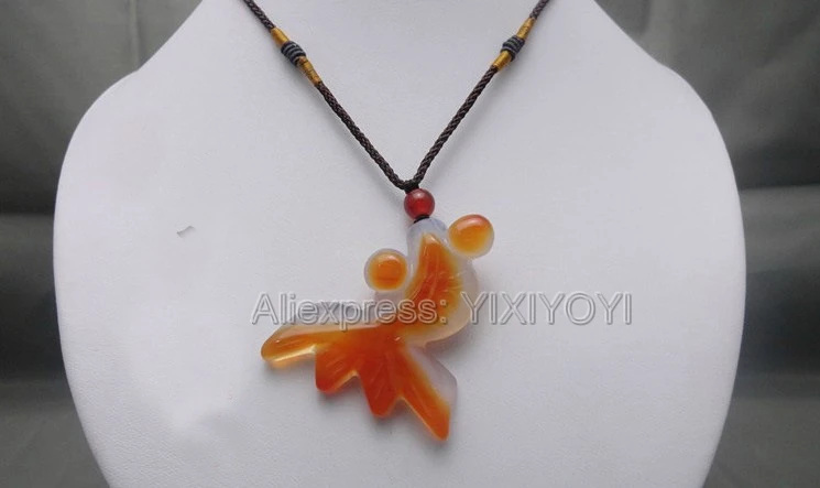 3шт Красивый Натуральный Камень Агат Разноцветный Белый Резной Китайский Уникальный Милый Рыбка Удачный Подвеска + Веревочное Ожерелье Ювелирные Изделия