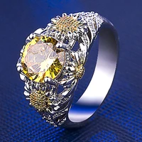 new trendy yellow cubic zircon stone women rings delicate accessories for party female anniversary gift statement jewelry