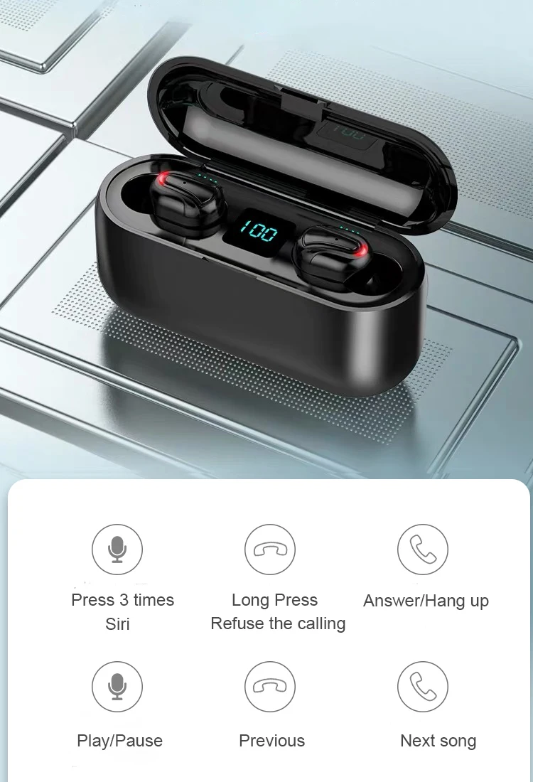 TEBAURRY TWS V5.0 Bluetooth наушники беспроводные наушники мини беспроводные наушники 6D Hi-Fi стереогарнитура с внешним аккумулятором на 3500 мАч