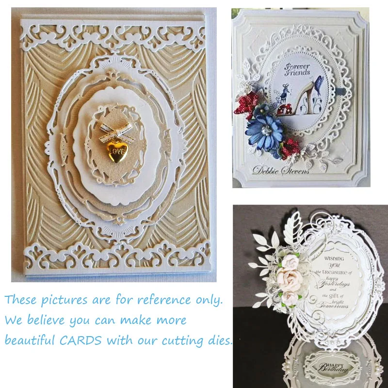 

QITAI 13.8*9CM Elegance Oval Pattern Photo Frame For 2021 Metal Cutting Dies Scrapbooking Craft Die Cuts Card Making Diy MD02