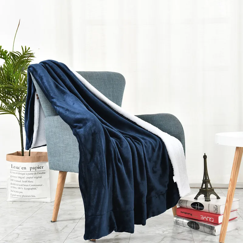 

Solid color blanket sofa lamb wool blanket thick double layer flannel blanket