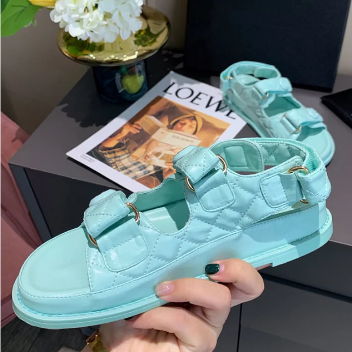 

Ollymurs Soft bottom comfortable Velcro leather sports sandals female summer flat bottom muffin thick bottom female tide shoes