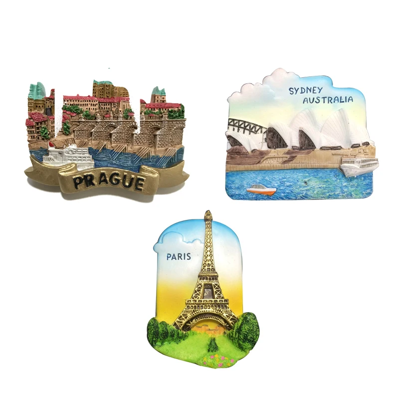 Магнитная наклейка на холодильник из смолы в Праге Париже EiffelTower Sydney Opera House