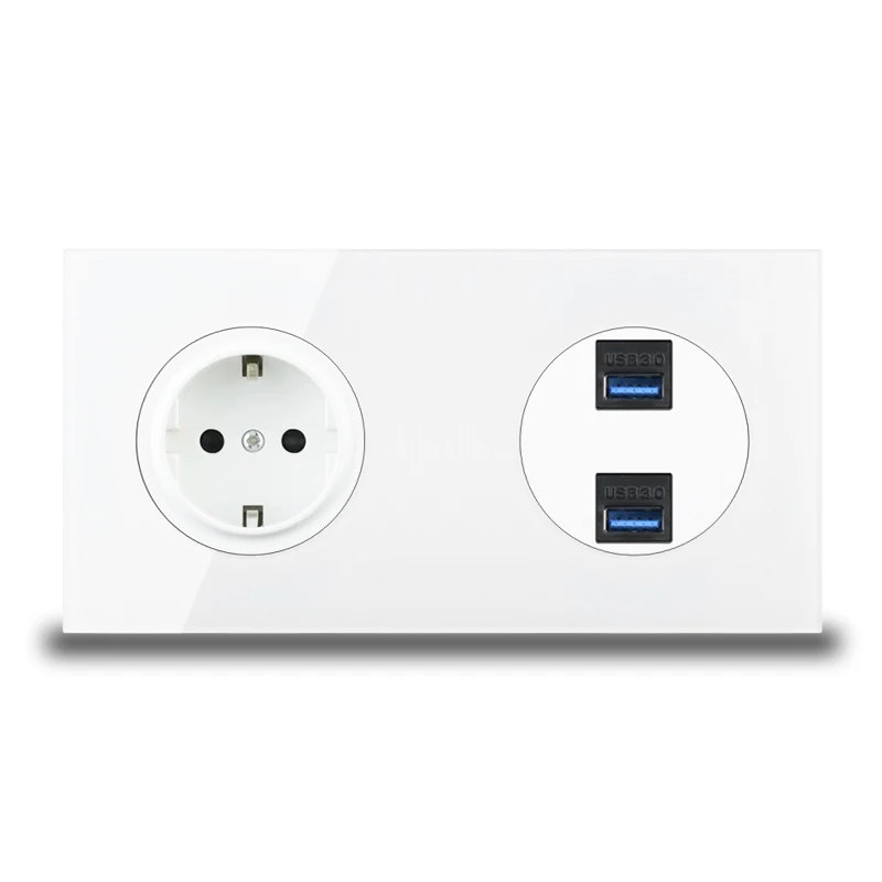 

Евророзетка с разъемом HDMI USB 3,0, разъем для передачи данных, настенная розетка для компьютера, ПК, телевизора, ТВ, белая стеклянная рамка, Испания розетки