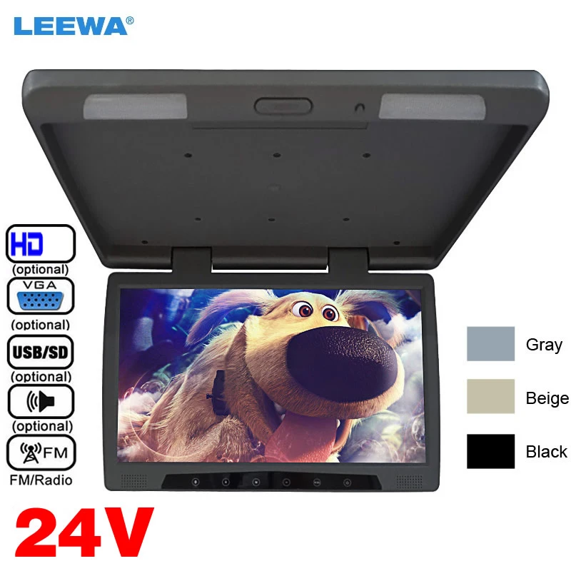 Автомобильный ЖК монитор LEEWA на крышу откидной с сенсорной кнопкой 19 дюймов 12 В/24