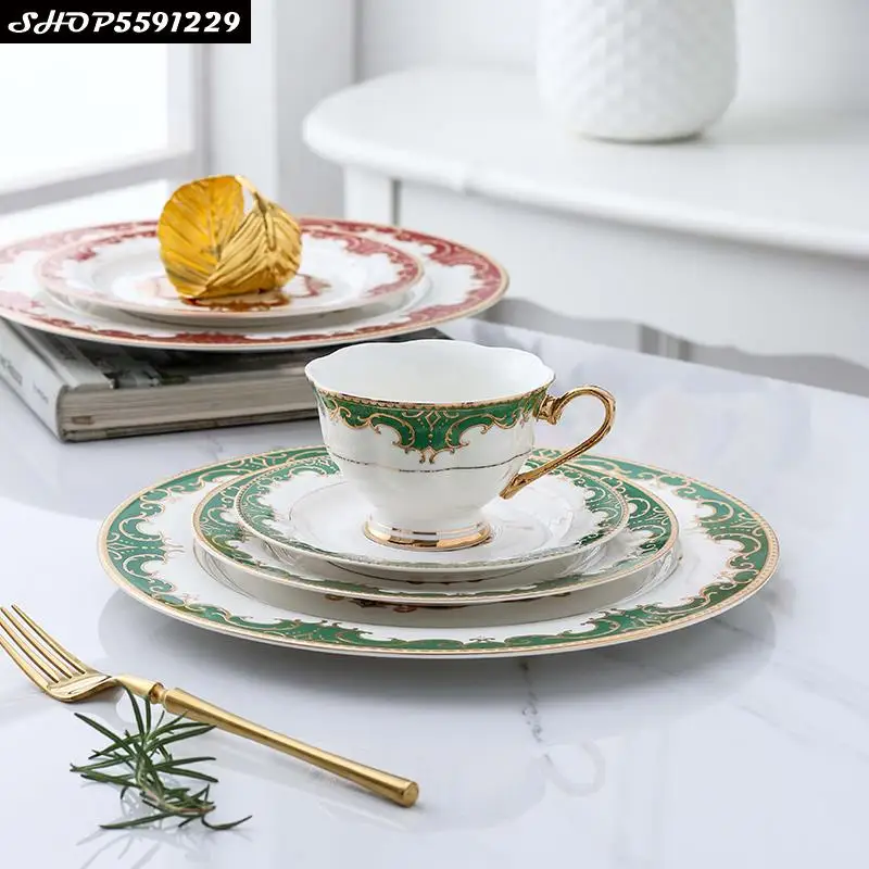 

English Afternoon Tea Ceramic Pattern Coffee Cup and Saucer Creative Western Tableware Tea Set Dessert Plateblack Tea Cupsaucer