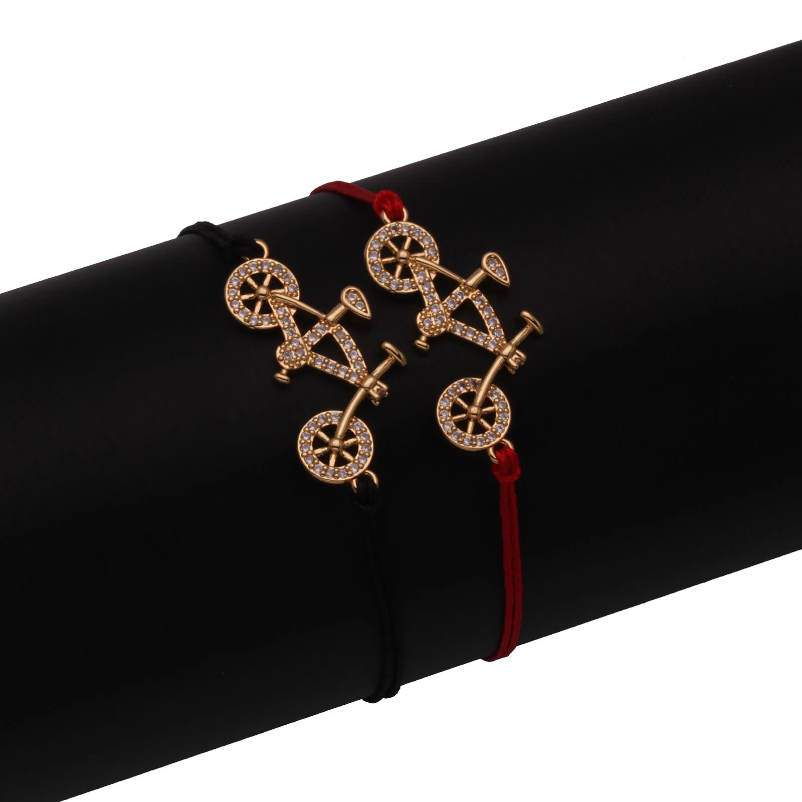 Женский браслет с подвеской в виде велосипеда из меди белым фианитом 2020 |