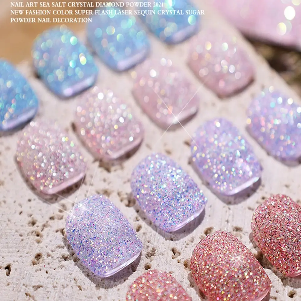 

12PCS Color Extreme Light Salt Crystal Diamond Powder Aurora Effect Nail Art Powder Fine Flash Nail Art Decoration