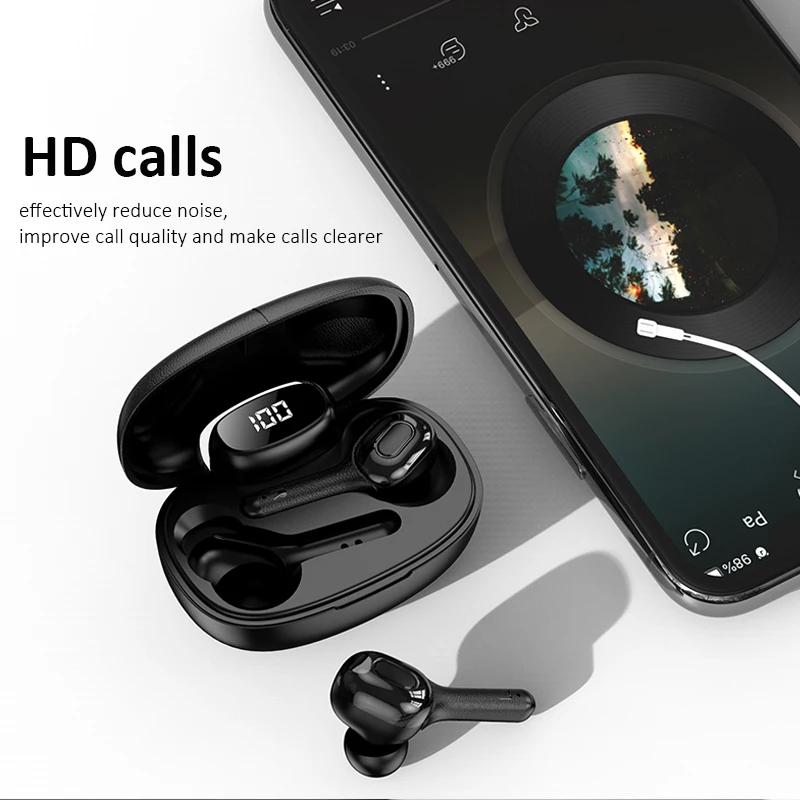 

TWS Bluetooth Earphones Wireless Headphones Stereo Sports Headsets with Mic Charging Box with Power Display Earbuds for Huawei