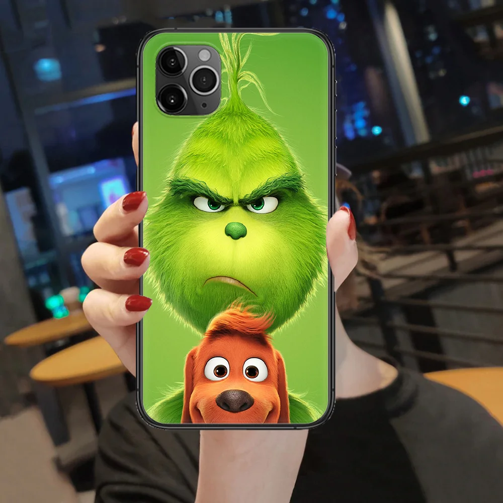 

cartoon Green Christmas Monster Phone Case Cover Hull For iphone 5 5s se 2 6 6s 7 8 12 mini plus X XS XR 11 PRO MAX black