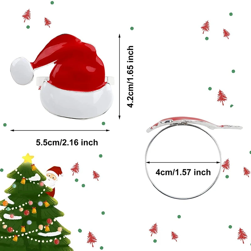 8 Pieces Christmas Hat Napkin Rings Santa Holder Buckle for Holiday Party Dinner Wedding Table Decor | Дом и сад