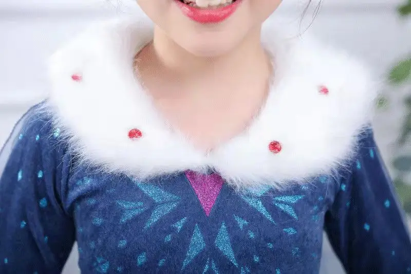 

Winter Elsa Dress Cape Fancy Party Dress Girl Birthday Outfit for Children Princess Connect Cosplay Costumes for Halloween Kids