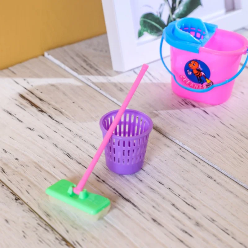 

9pcs/set Small Doll Accessories Kids Cleaning Housework Toys Plastic Role-play Pretend Play Set Baby Educational Toys For Girls