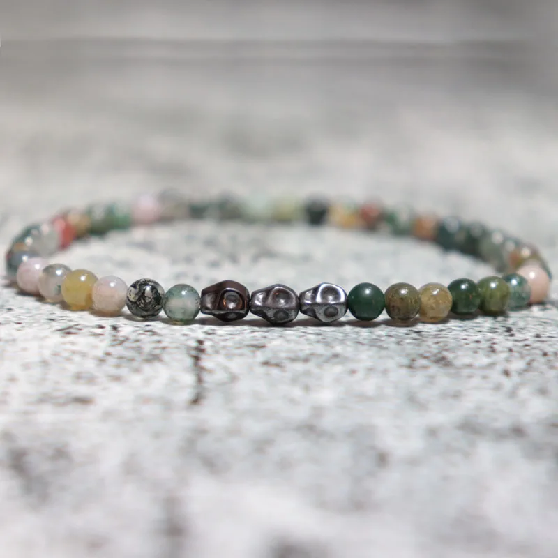 Небольшие бусины 4 мм из натурального камня браслет с черепом подвески сделай сам