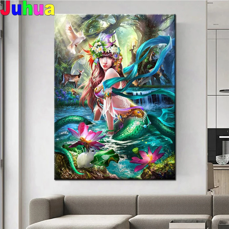 

5D round square Drill,Forest Mermaid diamond embroidery Diy full sets diamond painting mosaic pictures rhinestones Home Decor,