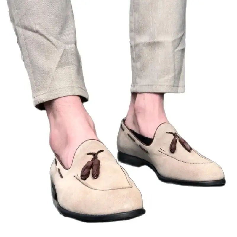 

Men Dress Shoes Casual Business Fashion Suede Leather Low Heel British Style Classic Slip-on Loafers Zapatos De Hombre KN070