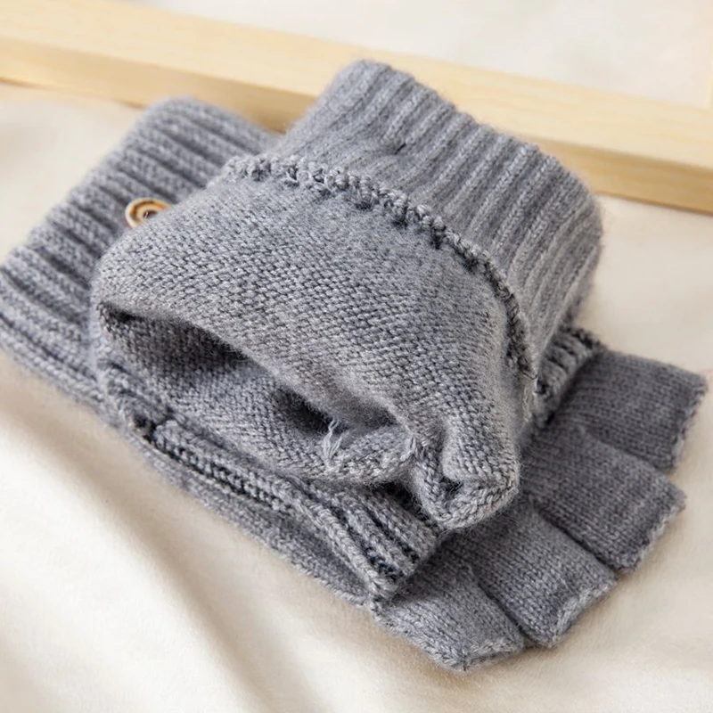 1 pair Fingerless Flip Gloves Winter Warm Flexible for Men Women Unisex Exposed Finger Mittens Glove | Аксессуары для одежды