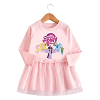 spring autumn child girl baby long sleeve fashion my little pony pink grey dress 100 cotton skin comfortable clothes