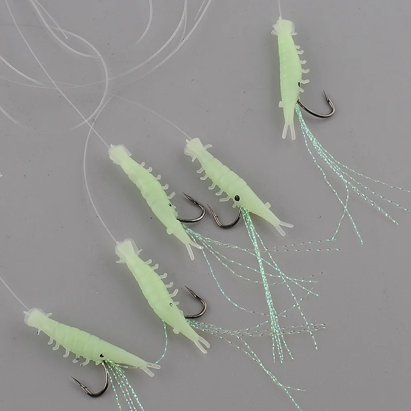 

5pcs 1.2cm Soft Rigs Fishing Lure Glow In The Dark Luminous Shrimp Bait Jigs Lure Soft Worm Fake Lure Baits Lures Set