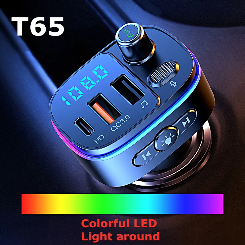 FM-трансмиттер автомобильный с Bluetooth 5 0 mp3-плеером и светодиодсветодиодный