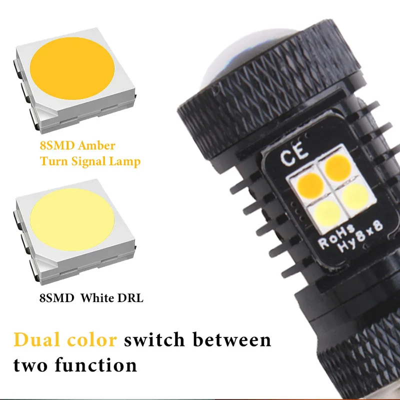 RXZ двойной Цвет T25 3157 P27/7 Вт T20 7443 W21/5 1157 BAY15D 16SMD 3030 светодиодный светильник лампы DRL+ сигнала поворота Стоп-сигнал светильник Canbus без ошибок