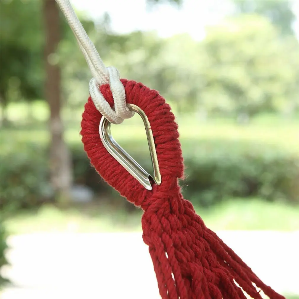 

Portable 2 People Outdoor Canvas Camping Hammock Bend Wood Stick Steady Hamak Garden Swing Chair Hanging Blue Red