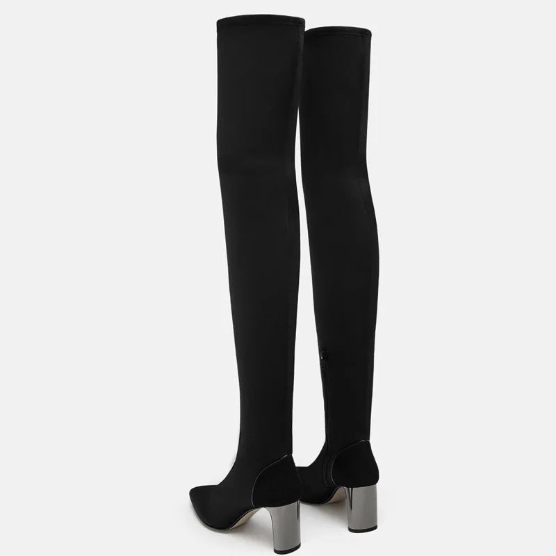 2020 узкие эластичные сапоги выше колена Пикантные женские зимние с острым носком
