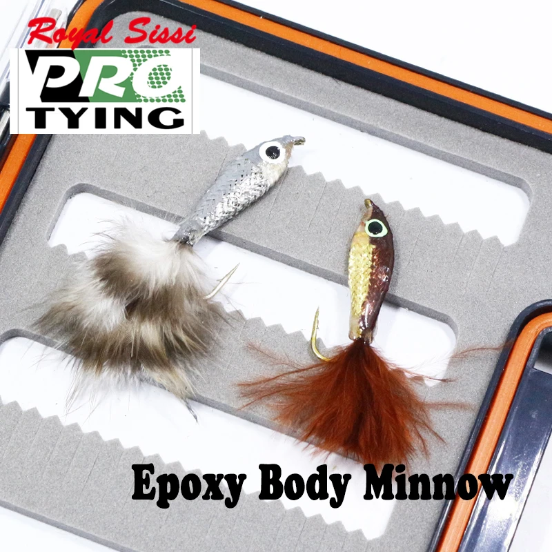 

Professional hand tied 2colors assorted 4pcs pack fly fishing epoxy body minnow baitfish flies for 6#8# bass pike fly lure