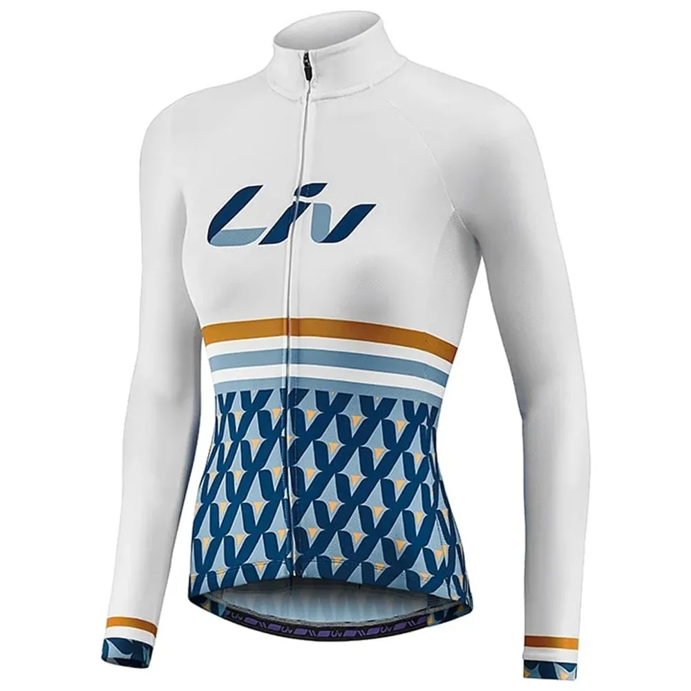

2021Hot LIV Woman Winter Warm Cycling Fleece Jackets Long Sleeve Jersey Pro Cycle Unforme Maillot Maillot Road Bike Clothing