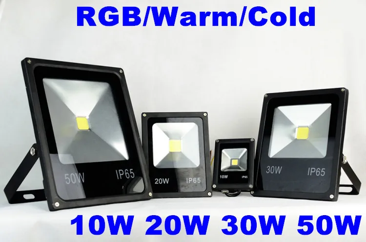 4pcs/lot AC85-265V Outdoor Led Floodlight RGB 10W 20W 30W 50W Waterproof Led Square Light Tunnel Light Spotlight