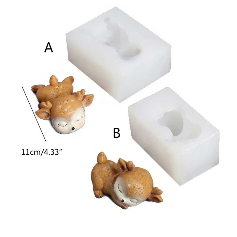 

DIY 3D Deer Silicone Mold Cartoon Elk Mold for Candle Fondant Chocolate Wax Crayon Soap Epoxy Resin CastIng Craft Tools