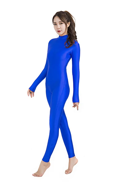 royal blue Женский комбинезон с длинным рукавом, боди для балета, лайкра, спандекс, цельная водолазка, Одежда для танцев, мужские костюмы зентай - Цвет: royal blue