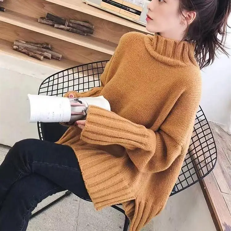 Turtleneck Women Sweater Winter Warm Female Jumper Casual Thick Sweaters Ribbed Knitted Pullover Top | Женская одежда