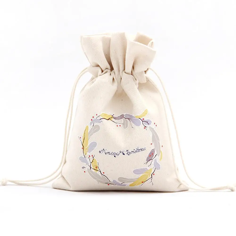 H 1 шт. Рождественский мешок 16 см X 23,5 см Холст Drawstring конфеты мешок счастливого Нового года детей рождественские подарочные сумки - Цвет: H