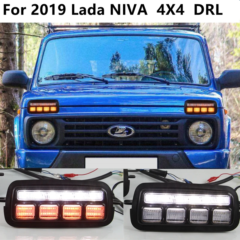 Car auto DRL daytime running light For Lada Niva 4X4 1995- LED DRL lights with running turn signal function LED DRL accessories