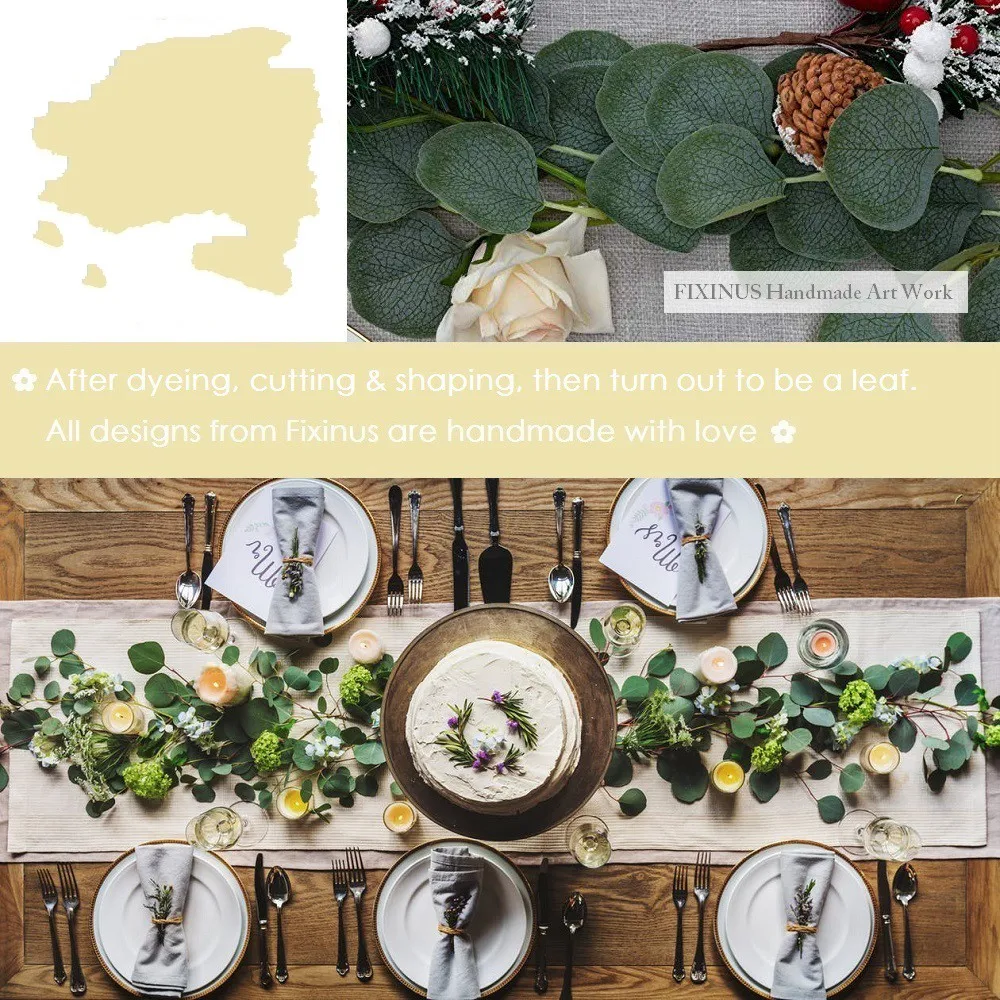 

1M Artificial Eucalyptus Leaves Ivy Leaf Garland Vine Simulation Plants Hanging DIY Wreath for Home Wedding Decoration 10Pcs