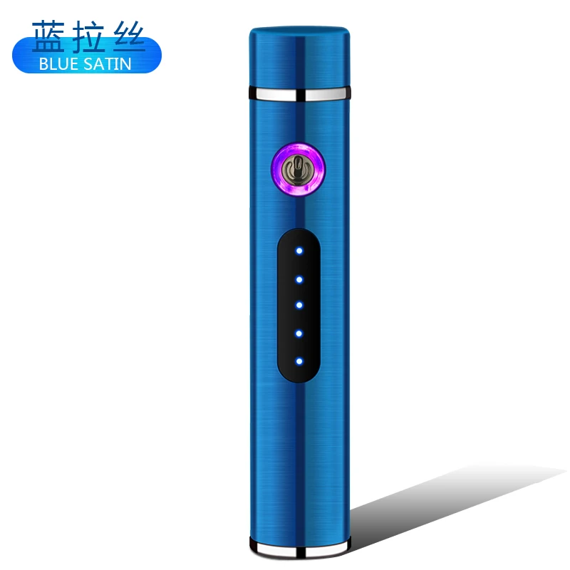 blue Зажигалки с двойным дуговым экраном, ветрозащитные зажигалки с usb-зарядкой, маленькие металлические электрические Плазменные зажигалки, мужские подарочные металлические зажигалки - Цвет: blue