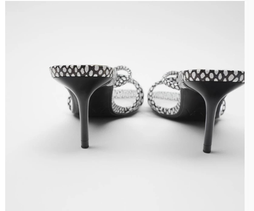 

Shoes Woman 2021 Multicolored Sandals Med Thin Heels Square Toe Cross-Tied Slippers Soft Heeled Mules Pantofle Comfort High New