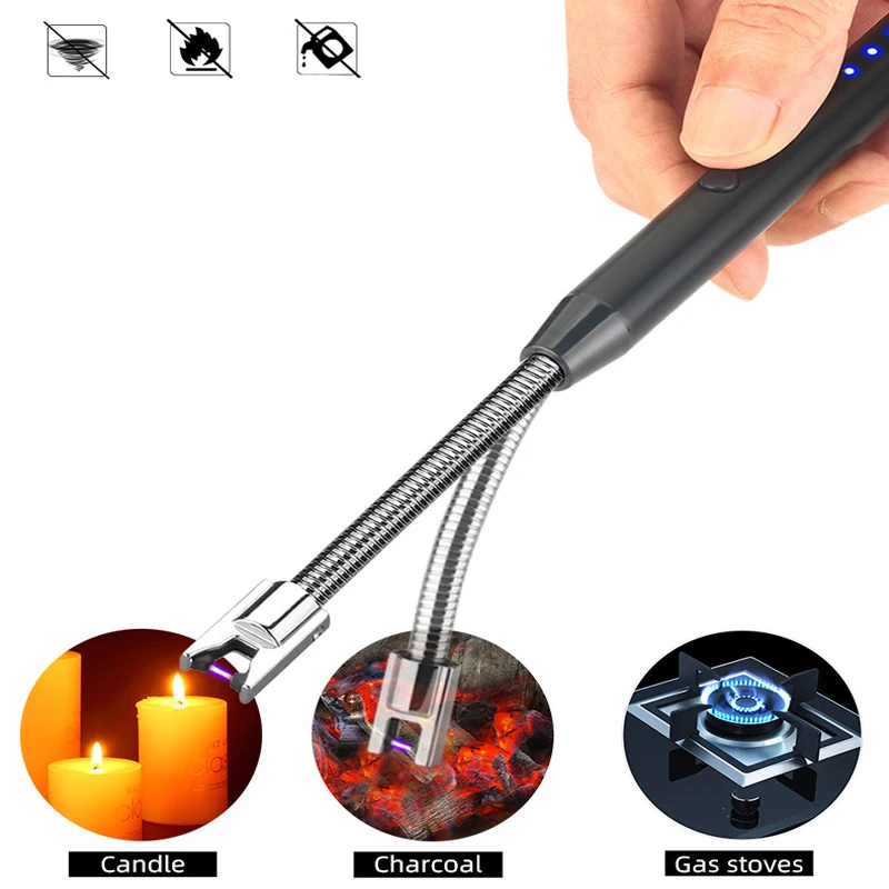 Вращающаяся на 360 дуговая Зажигалка для барбекю USB Type-C длинная кухонная газовая