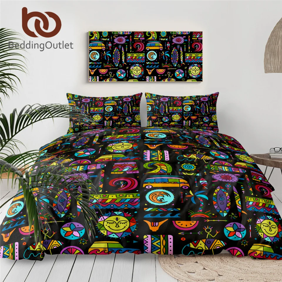 

BeddingOutlet пододеяльник для серфинга, племенной Комплект постельного белья, тропический красочный одеяло с геометрическим рисунком, летний домашний текстиль, 3 предмета