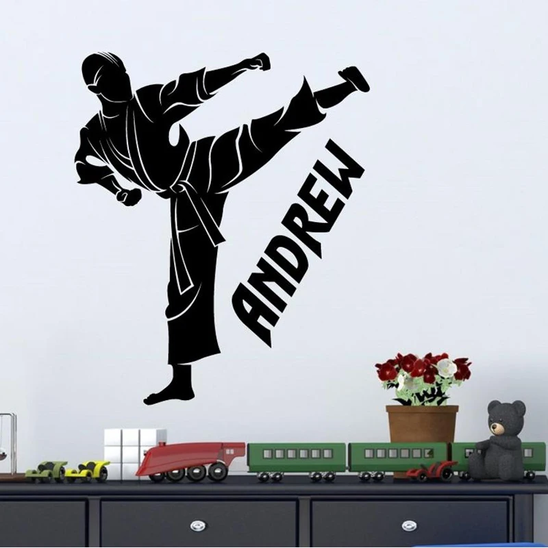 Наклейки на стену в стиле боевых искусств тхэквондо для мальчиков истребителей