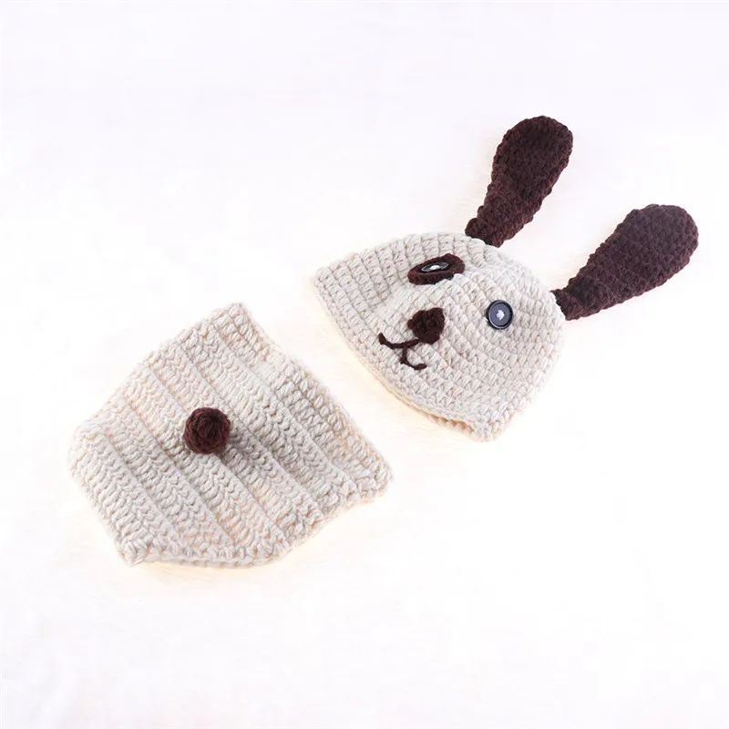 Cute Owl Puppy Dog Frogs Clothes Newborn Photography Props Baby Infant Hat Shorts Crochet Knitted Clothing Set Photo Accessories | Мать и