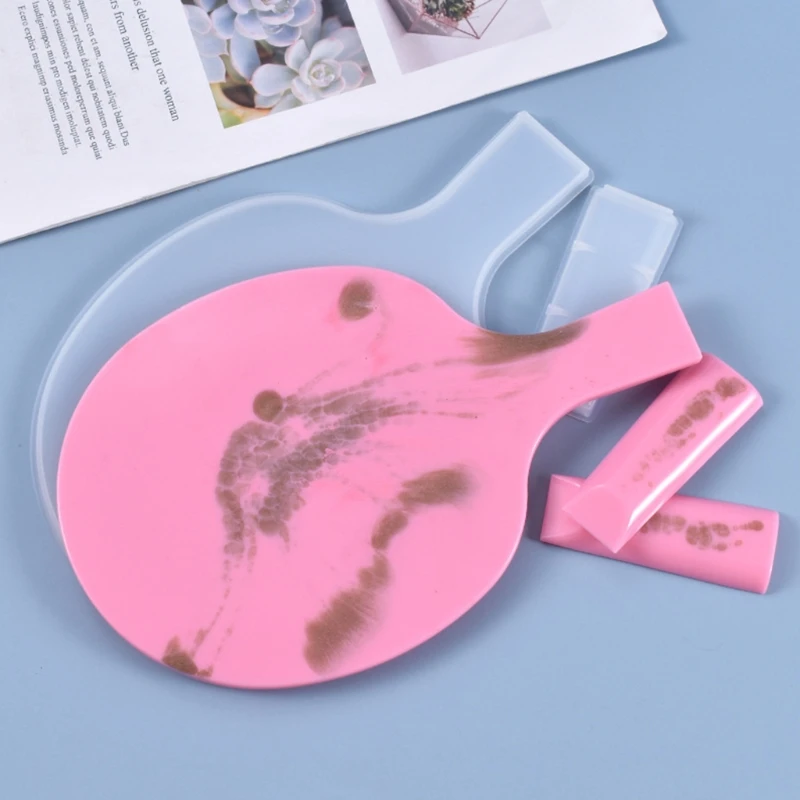 

Crystal Epoxy Resin Mold Ping Pong Racket Casting Silicone Mould DIY Crafts Tool