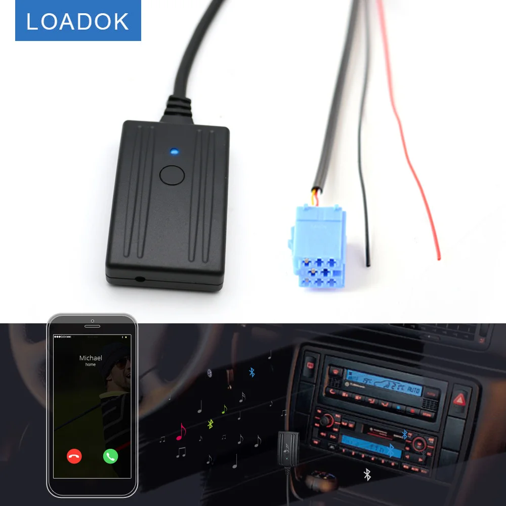 

Car Bluetooth 5.0 Car Kit Phone Call Handsfree MIC 8 Pin MINI ISO Plug Cable AUX Adapter for AUDI VW Blaupunkt CD MFD Navi