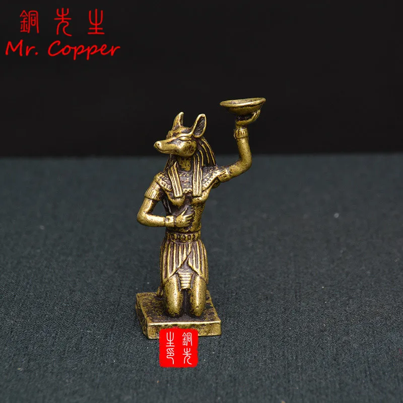 Античная Медная египетская мифология статуя бога смерти анубис голова волка