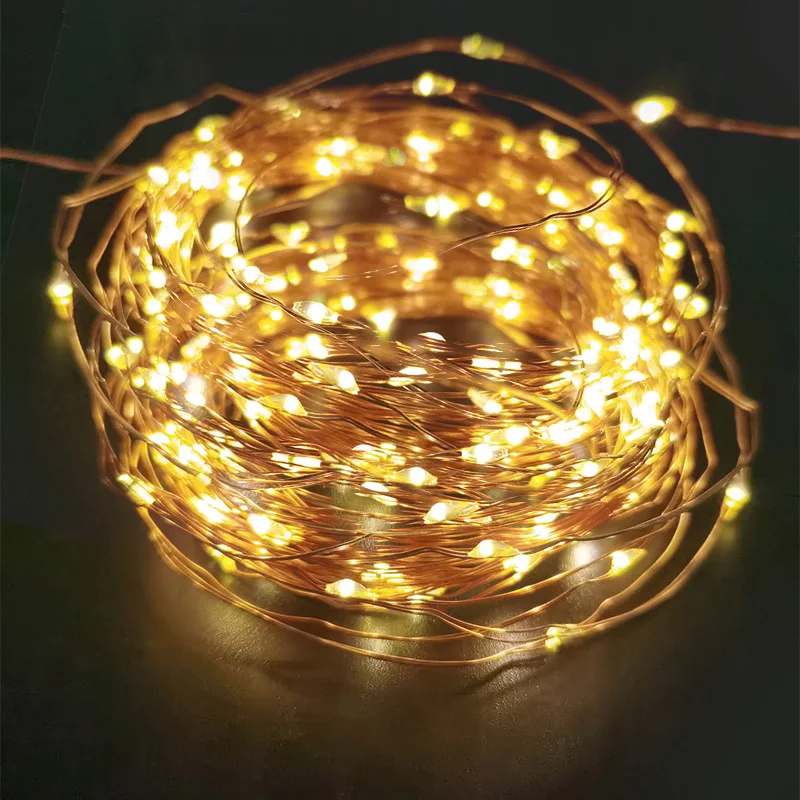 Светодиодная гирлянда с медным проводом праздничная уличная лампа на