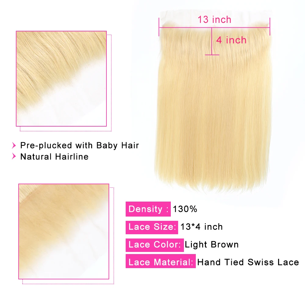 Acehair пряди с закрытием 613 медовый блонд малазийские прямые 10-30 дюймов Remy человеческие волосы плетение Кружева Фронтальная Закрытие с 3 бу